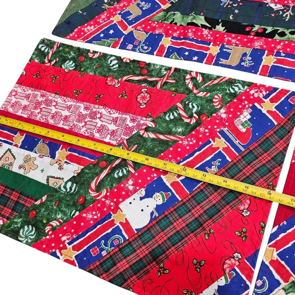 Homemade Christmas Vintage Inspired Patchwork Red Placemats Set of 4 Holiday